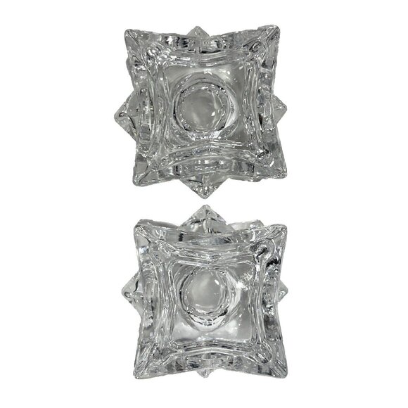 Vintage Star Michael C Fina Fifth Avenue Lead Crystal Candle Holders w/ Box - Picture 2 of 7